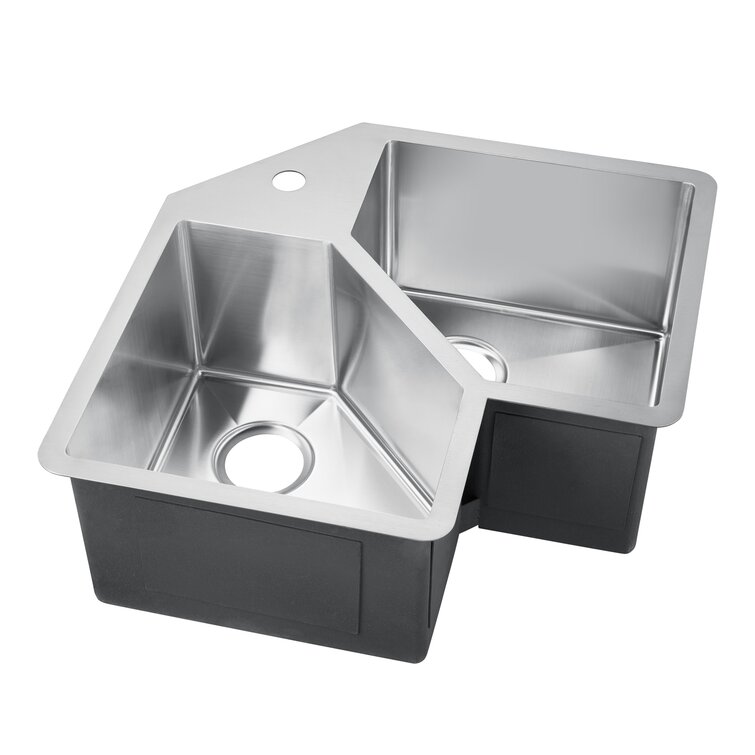 Montague 32.75'' L Undermount Double Bowl Stainless Steel Kitchen Sink